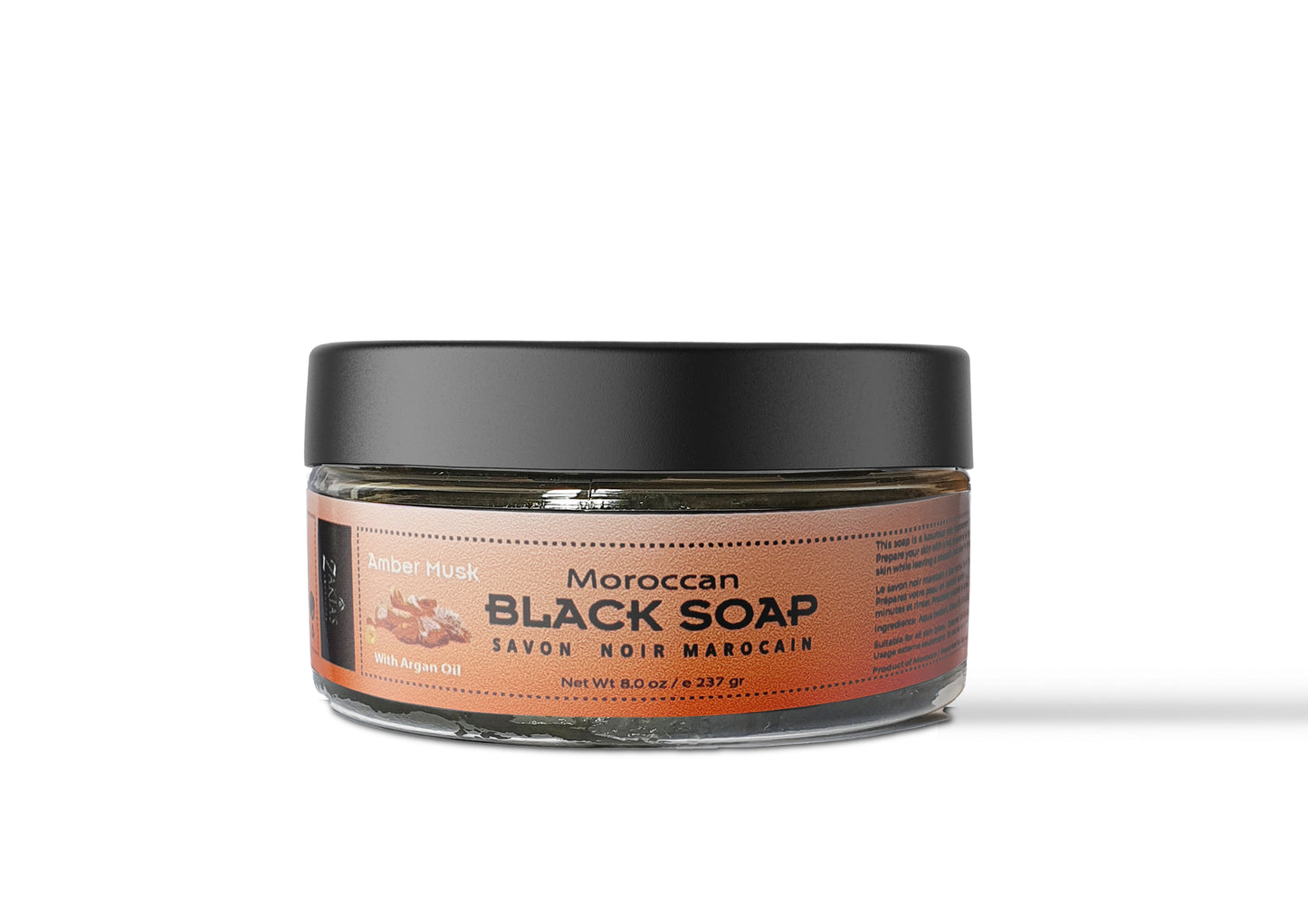 Moroccan "BELDI" Black Soap Amber Musk - 8 oz