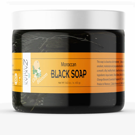 Moroccan "BELDI" Black Soap Fleur d'Oranger - 16 oz Value Size