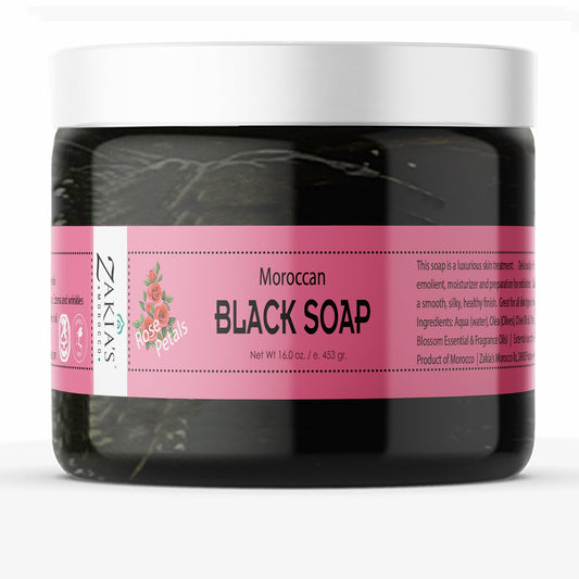 Moroccan "BELDI" Black Soap Rose - 16 oz Value Size