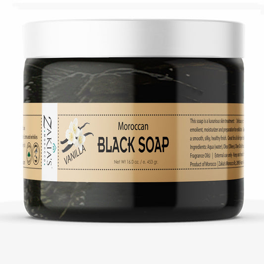 Moroccan "BELDI" Black Soap Vanilla - 16 oz Value Size