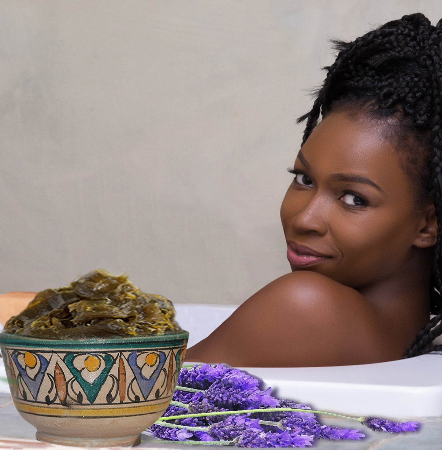 Moroccan Black Soap Exfoliating Kessa Gift Box - Lavender