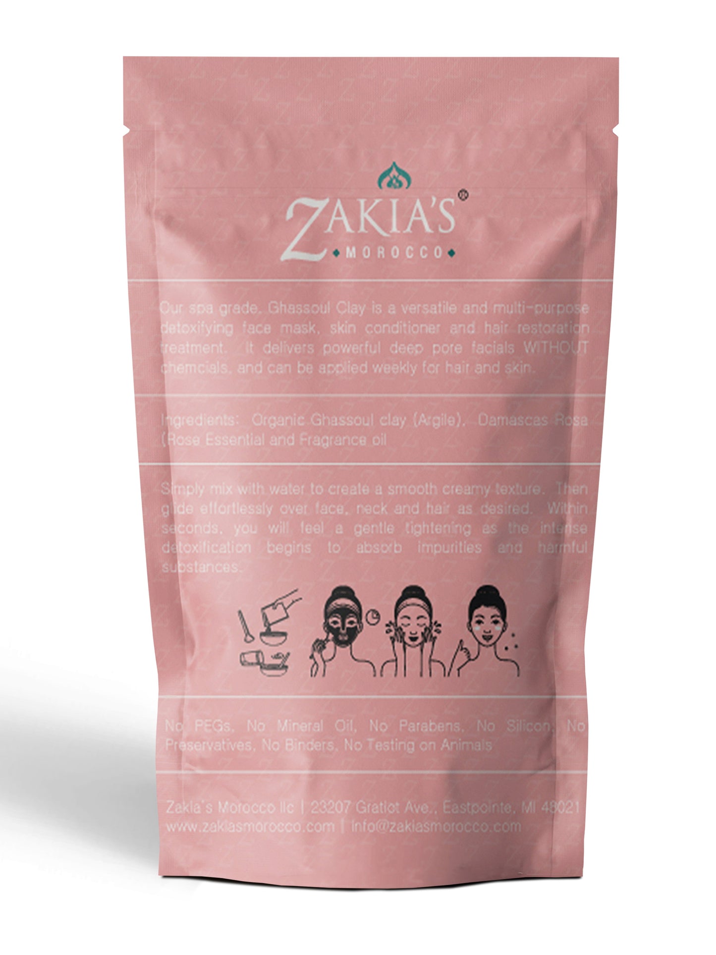 Organic Moroccan Ghassoul "Rhassoul" Clay Face and Hair Mask - Rose - 8 oz.