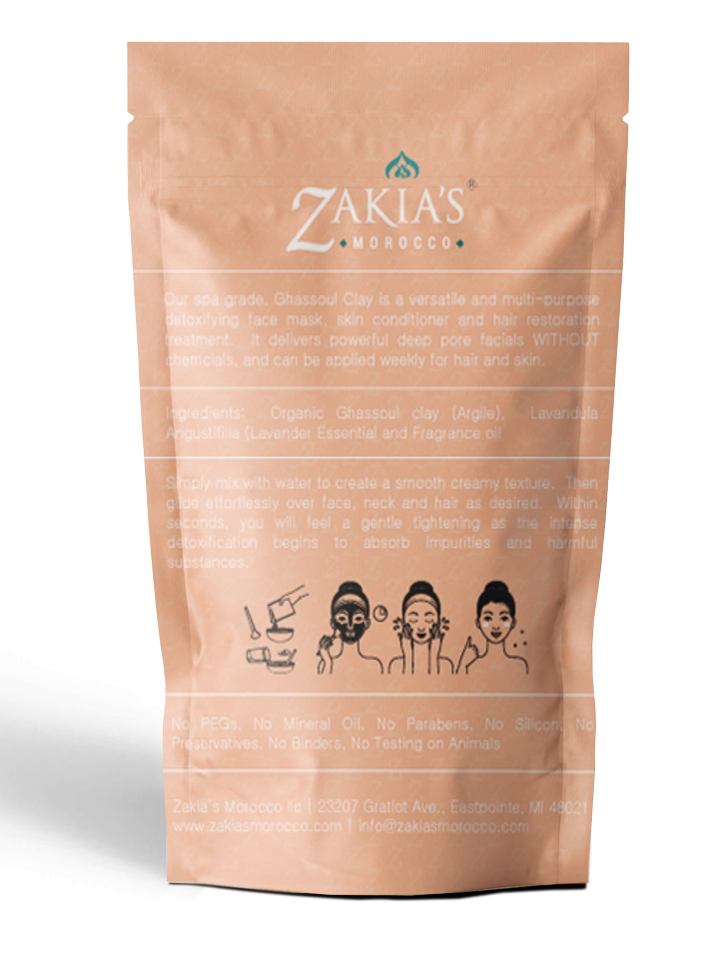 Organic Moroccan Ghassoul "Rhassoul" Clay Face and Hair Mask - Orange Blossom - 8 oz.