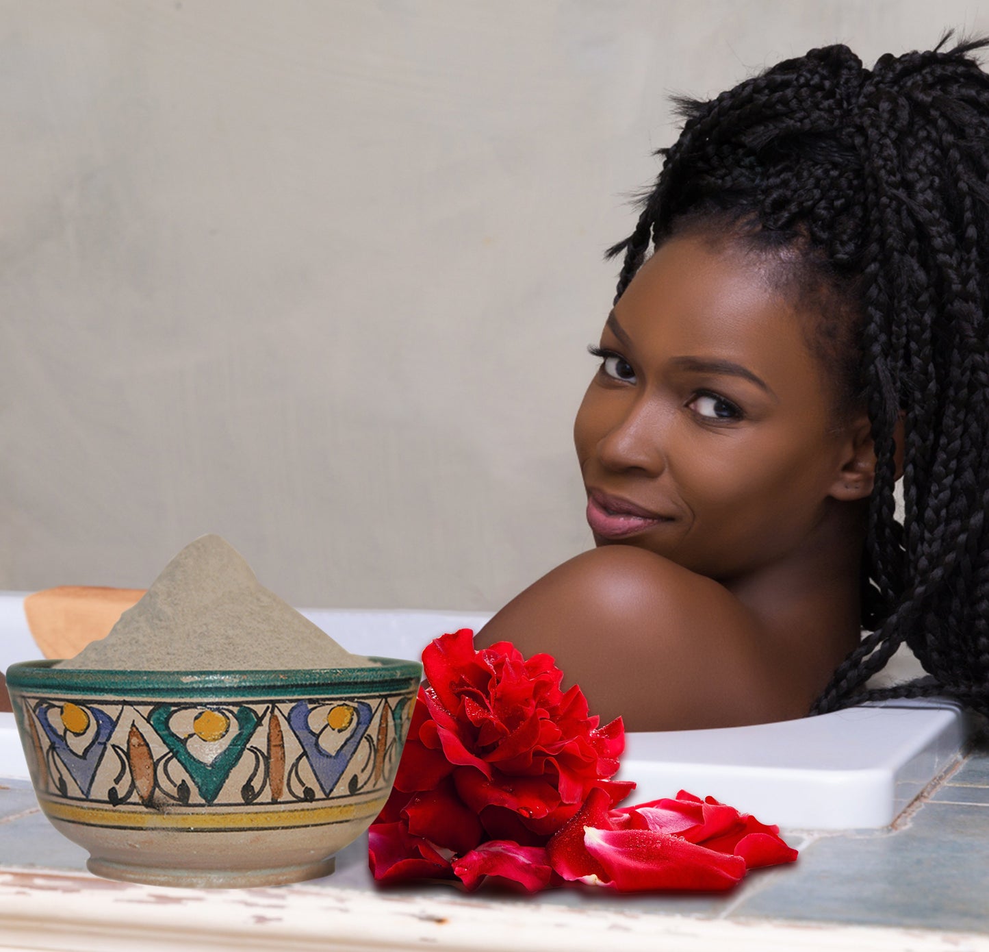Organic Moroccan Ghassoul "Rhassoul" Clay Face and Hair Mask - Rose - 8 oz.