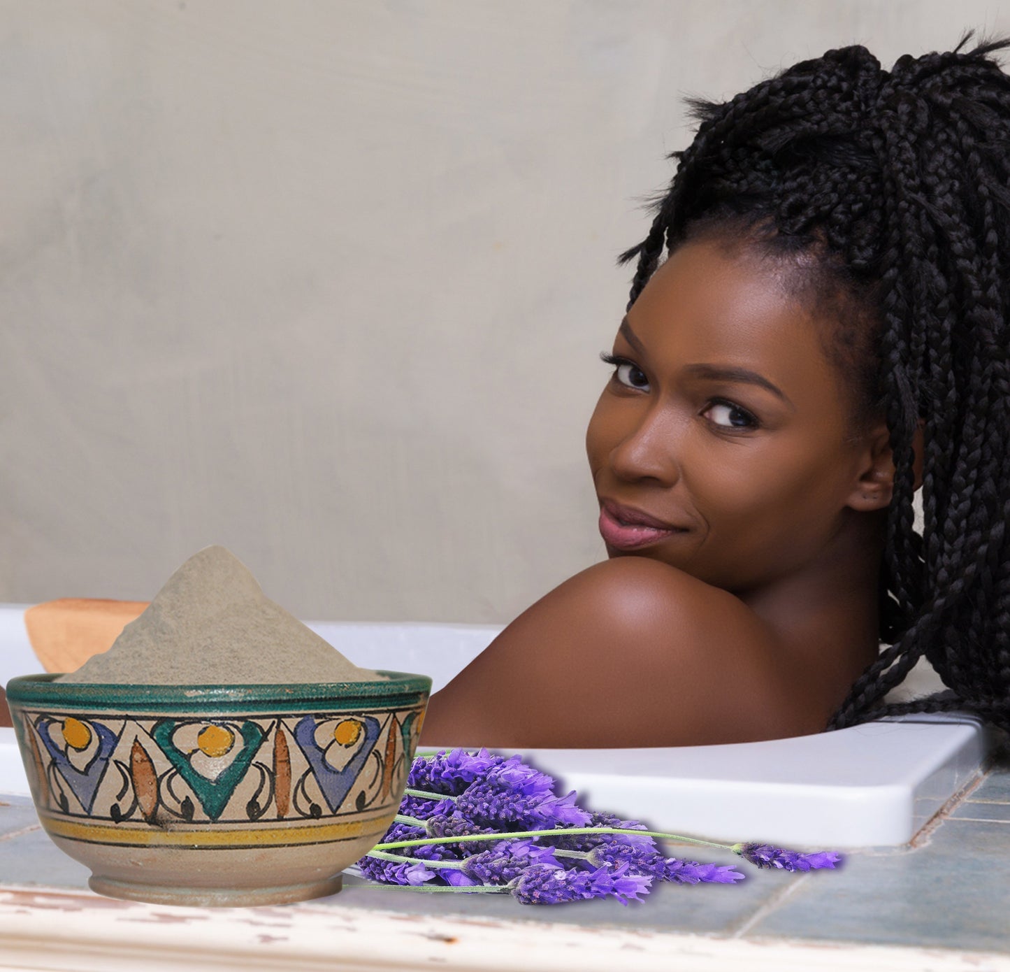 Organic Moroccan Ghassoul "Rhassoul" Clay Face and Hair Mask - Lavender - 8 oz.