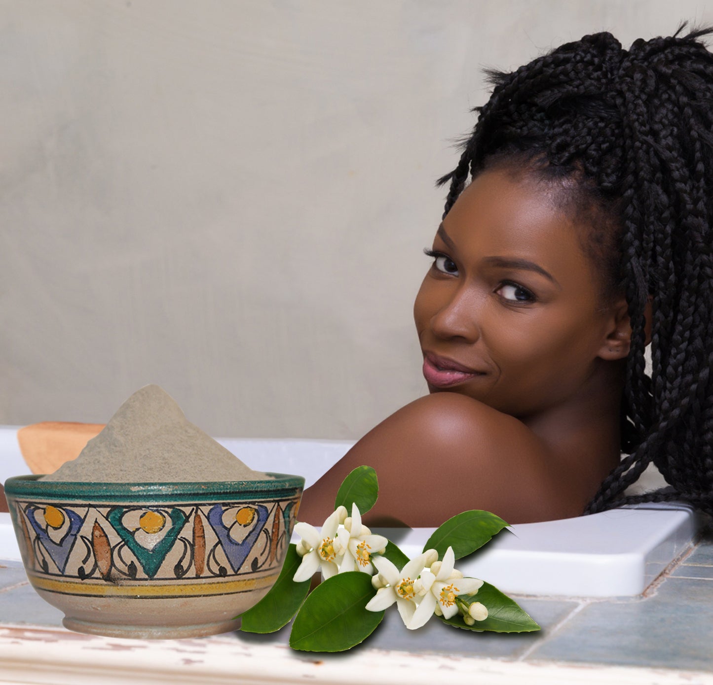 Organic Moroccan Ghassoul "Rhassoul" Clay Face and Hair Mask - Orange Blossom - 8 oz.