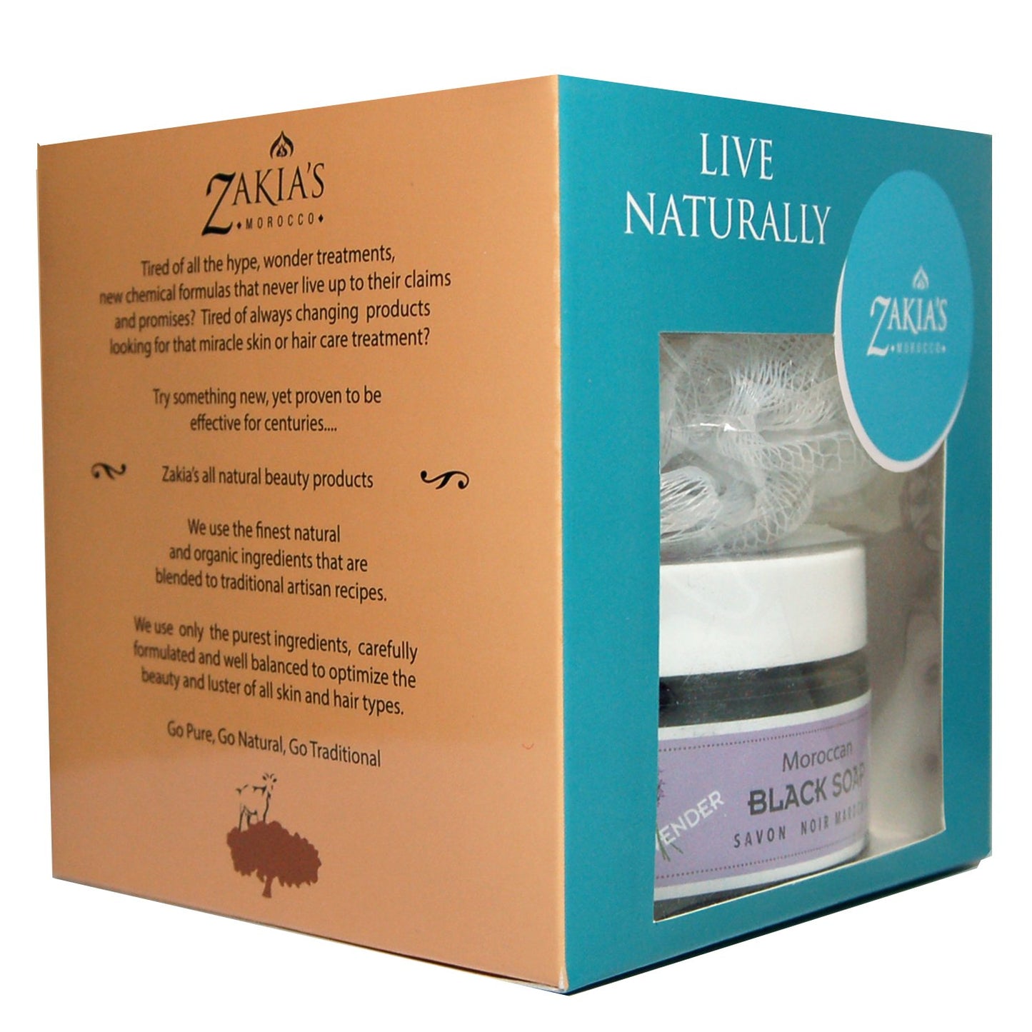 Moroccan Black Soap Exfoliating Kessa Gift Box - Lavender