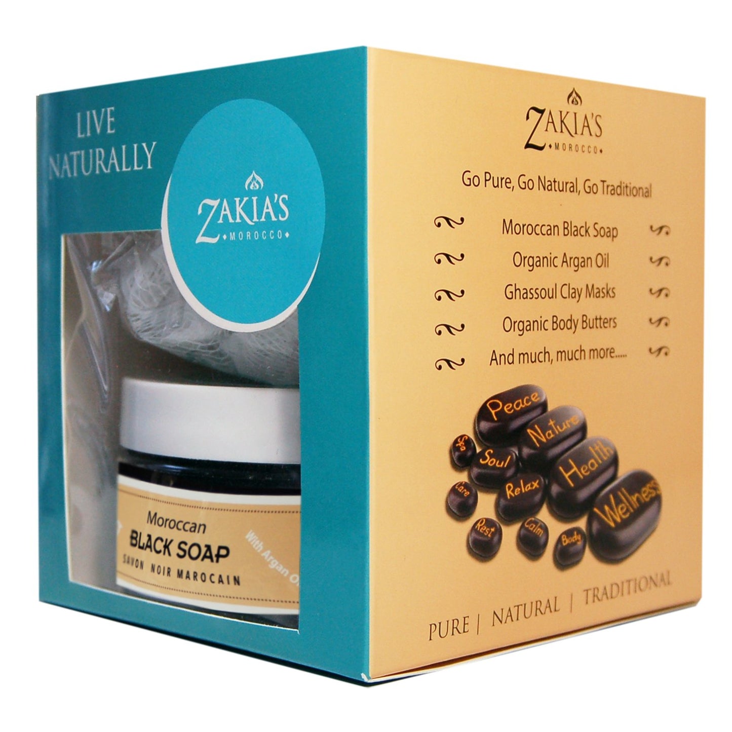 Moroccan Black Soap Exfoliating Kessa Gift Box - Vanilla