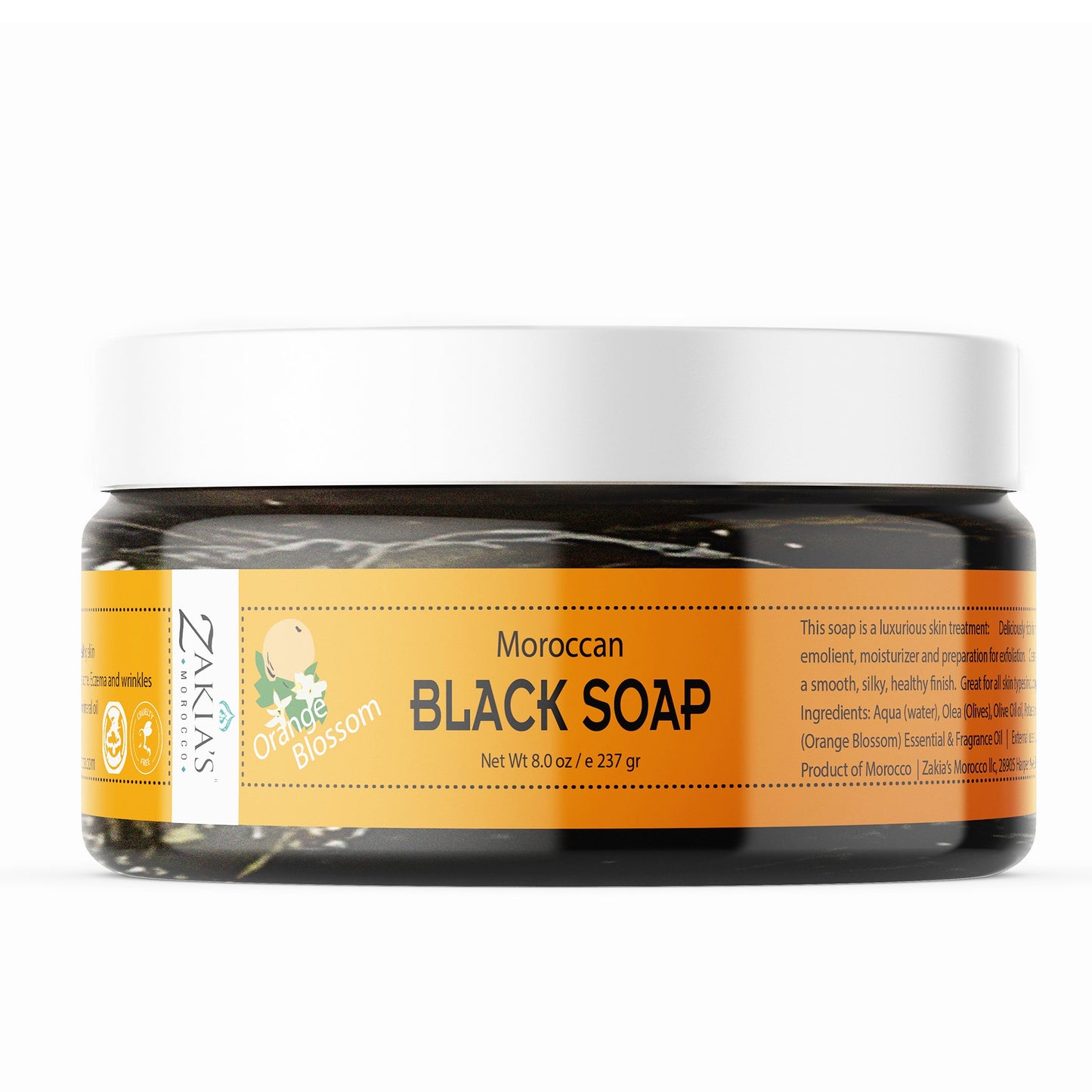 Moroccan "BELDI" Black Soap - Orange Blossom- 8 oz