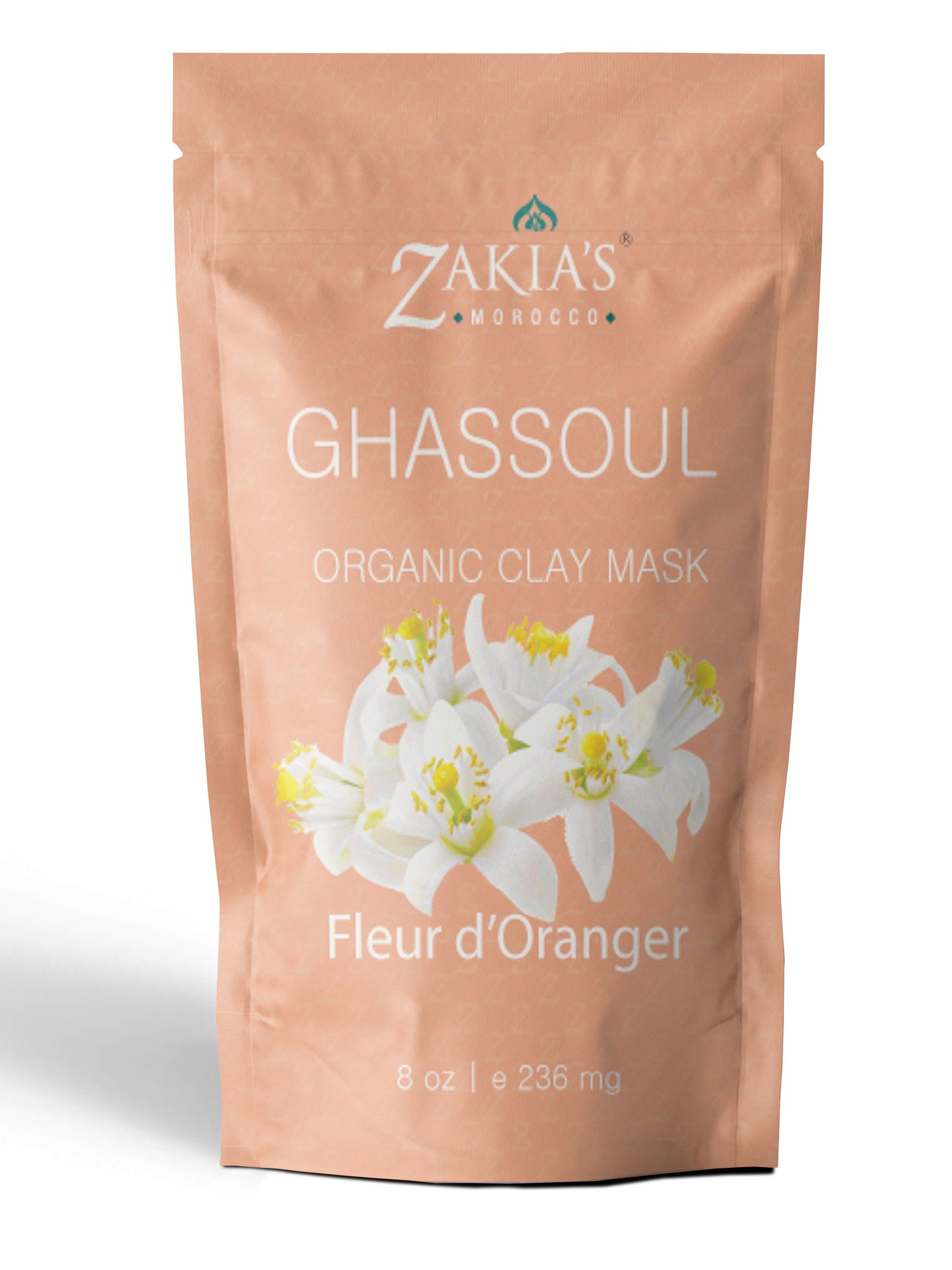 Organic Moroccan Ghassoul "Rhassoul" Clay Face and Hair Mask - Orange Blossom - 8 oz.